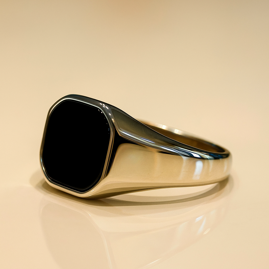 Stainless Steel Men’s Ring – Elegant Black Face Kstylez