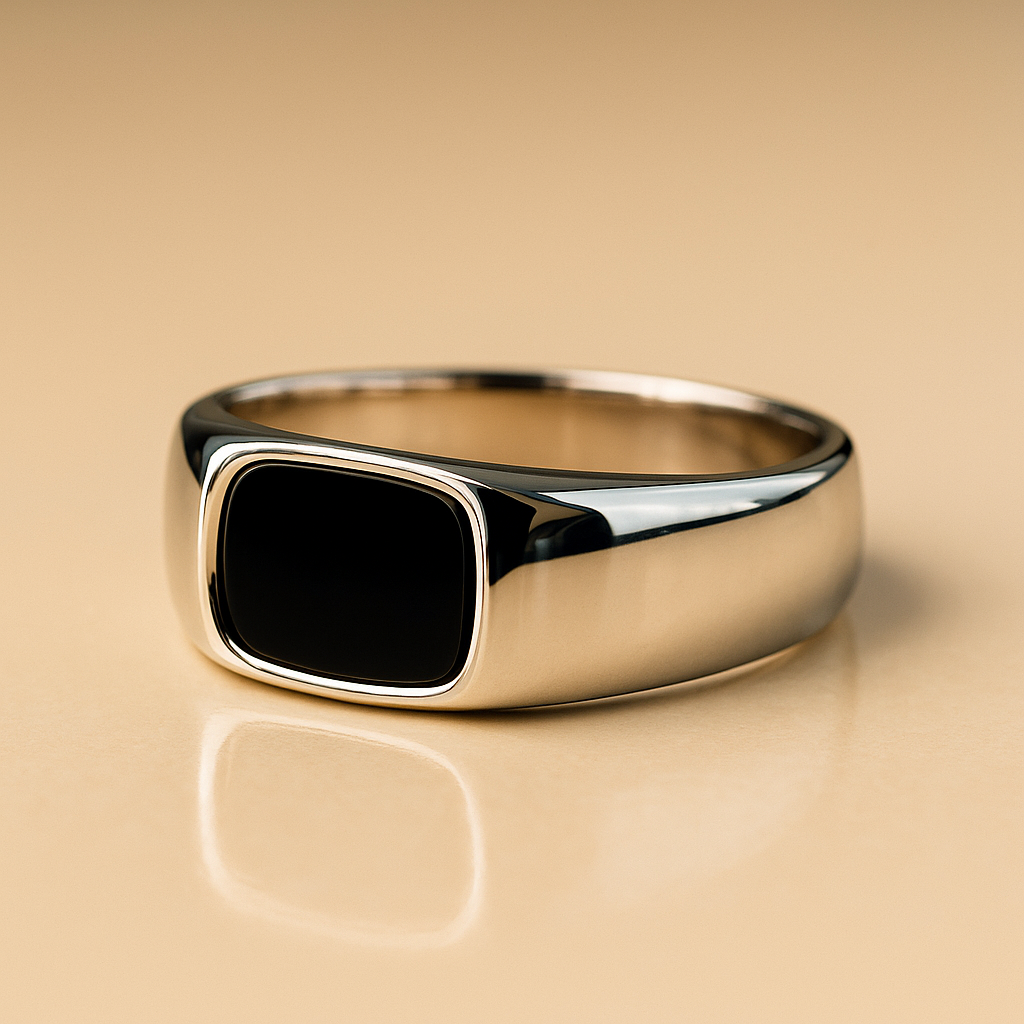 Men’s Bold Black small Stone Ring – Luxury Italian Minimalist Design Kstylez