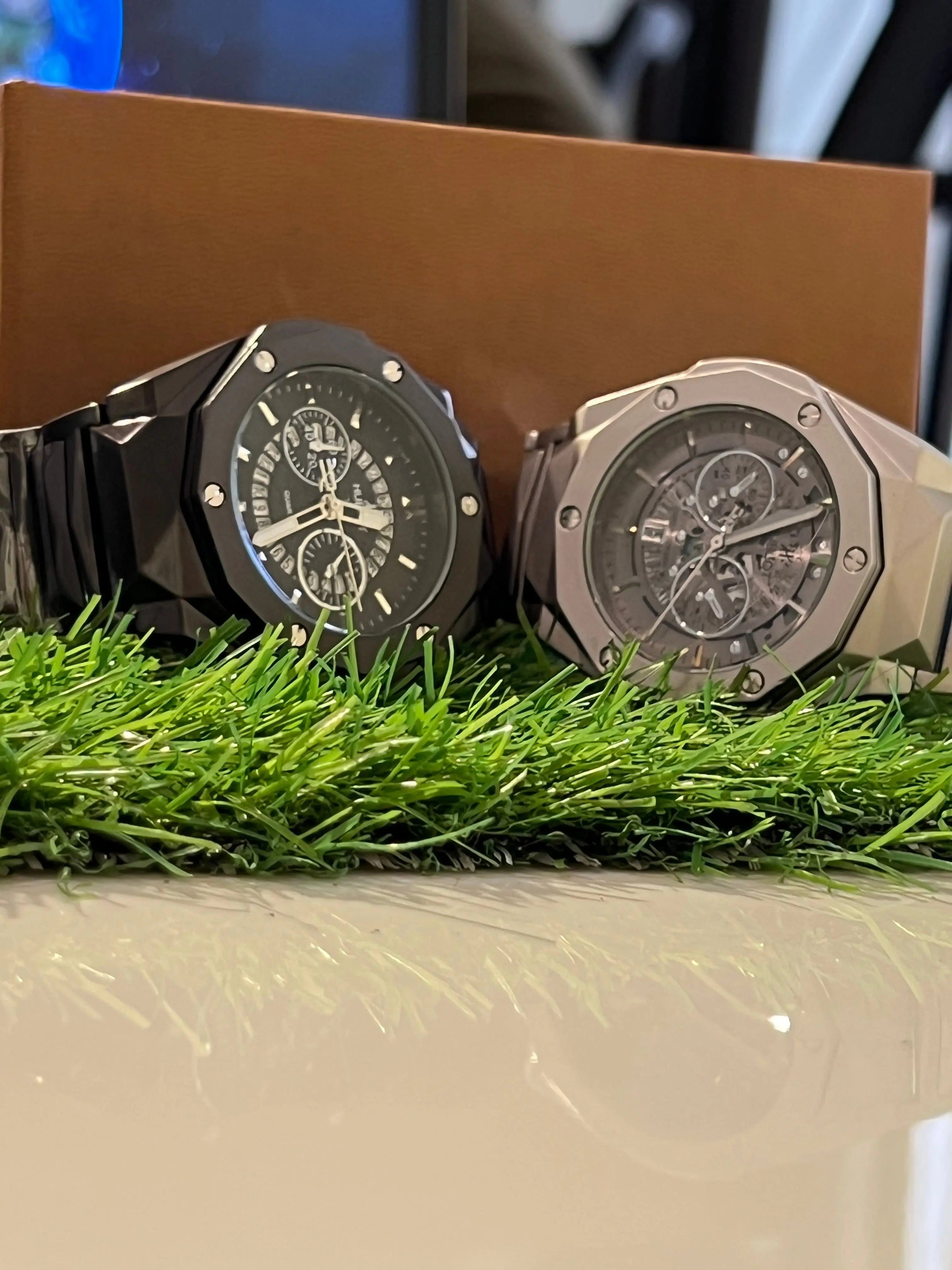 ⌚ Premium Hublot-Inspired Chronograph Watch – Silver & Black Edition Kstylez