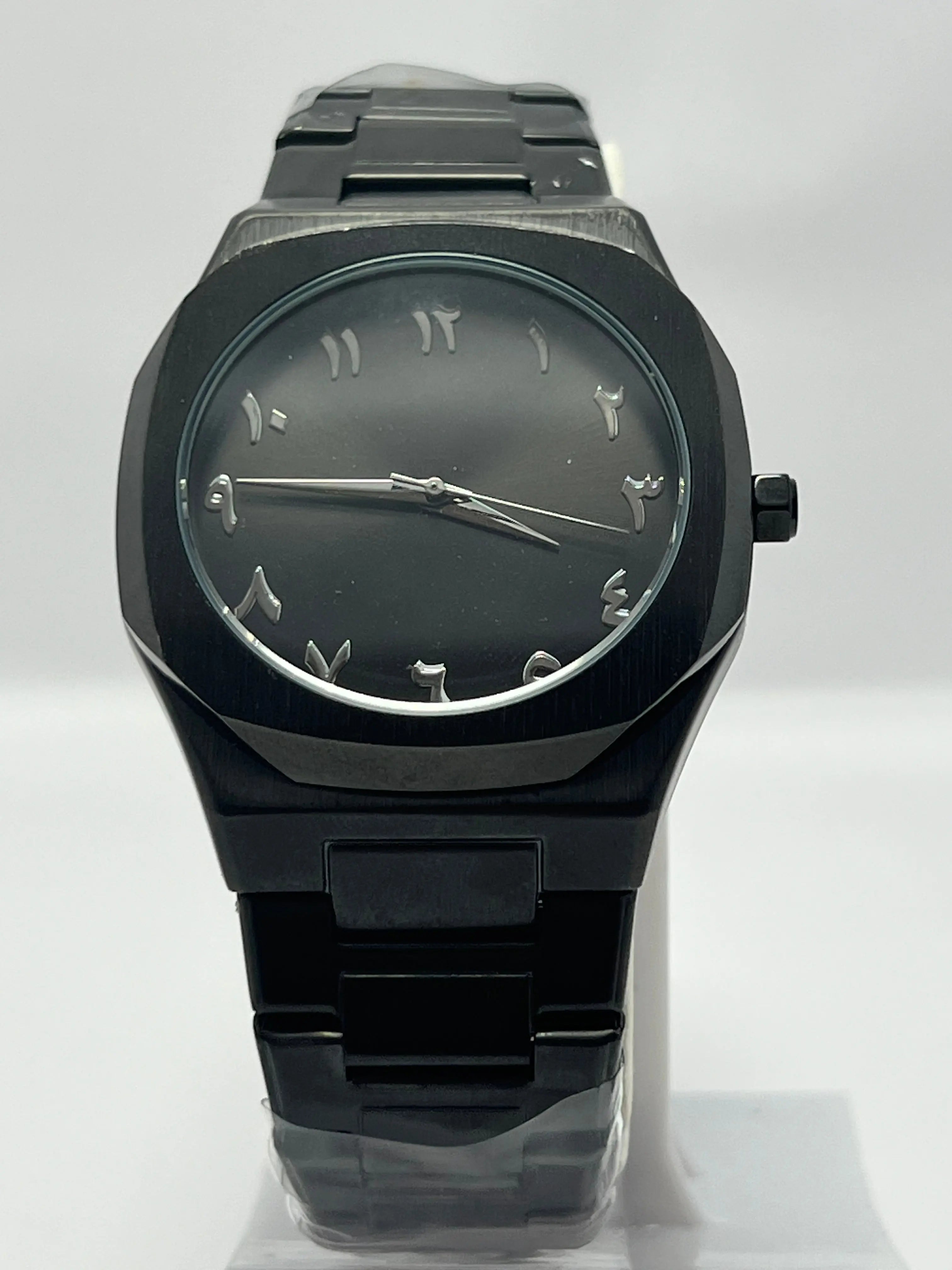 Black Arabic Aura Watch – Minimalist Elegance in All-Black Steel Kstylez