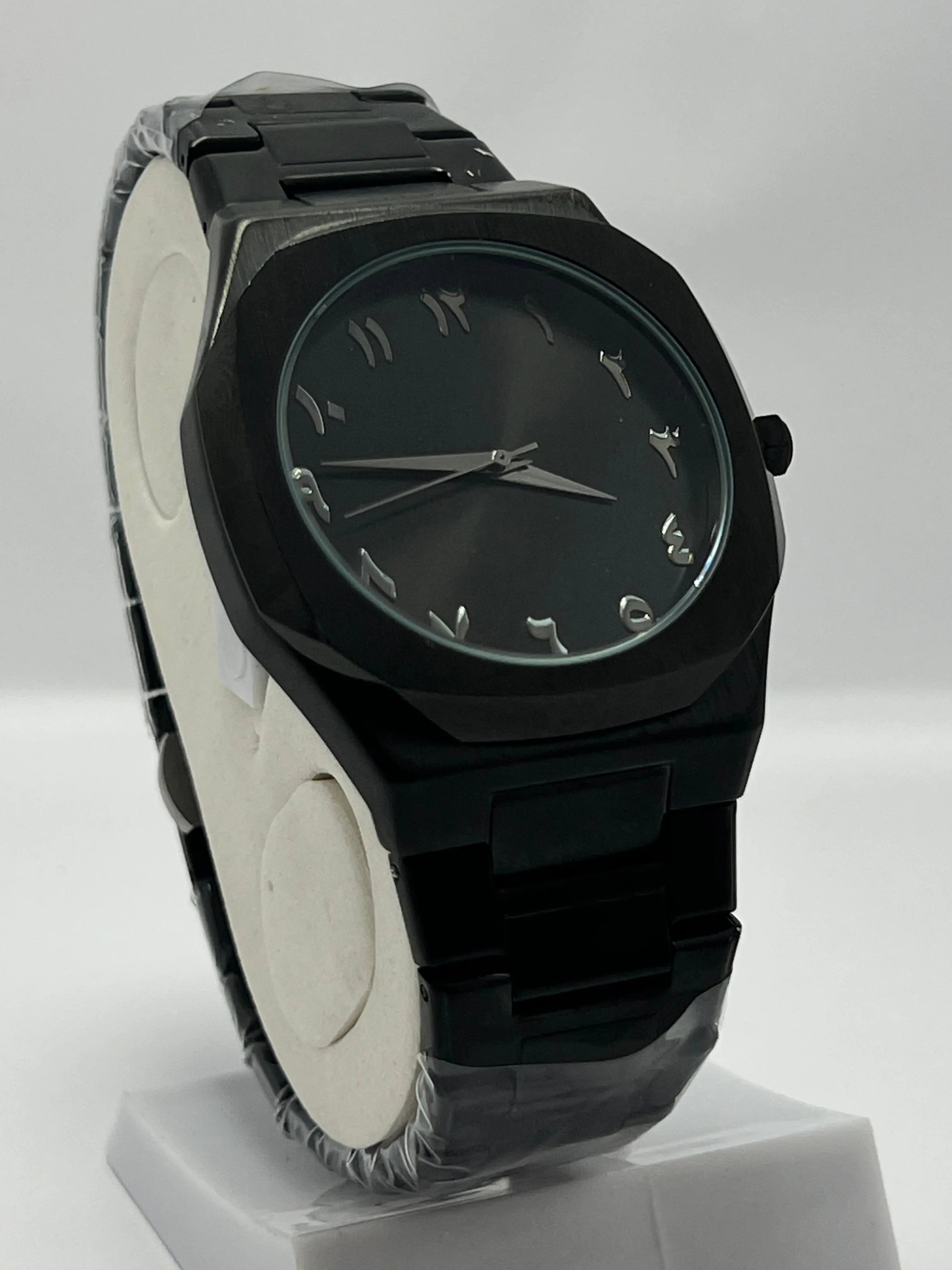 Black Arabic Aura Watch – Minimalist Elegance in All-Black Steel Kstylez