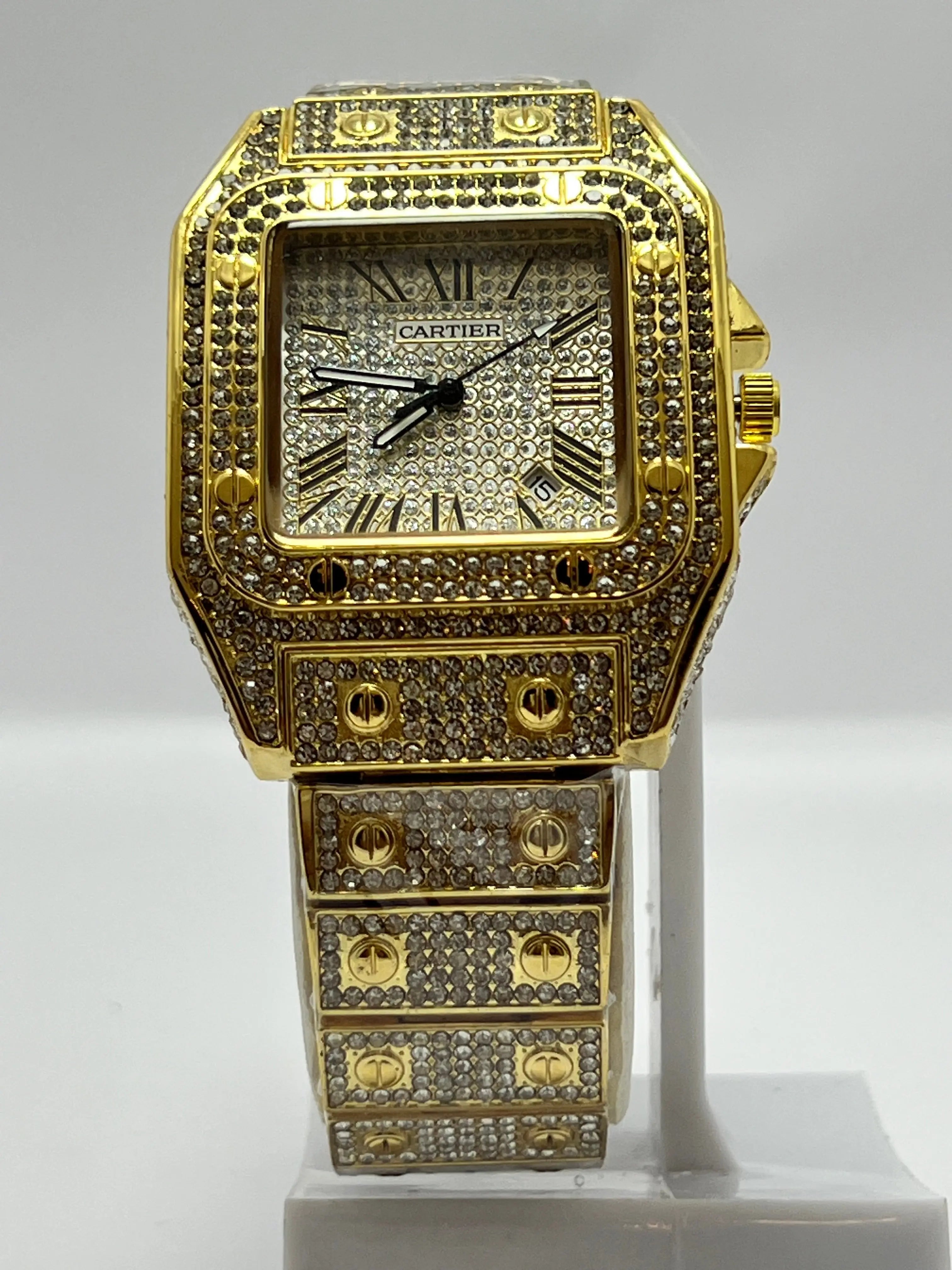 Luxury Cartier-Inspired Diamond Watch – Gold & Silver Editions Free Shipping All Over Pakistan 🇵🇰 Kstylez