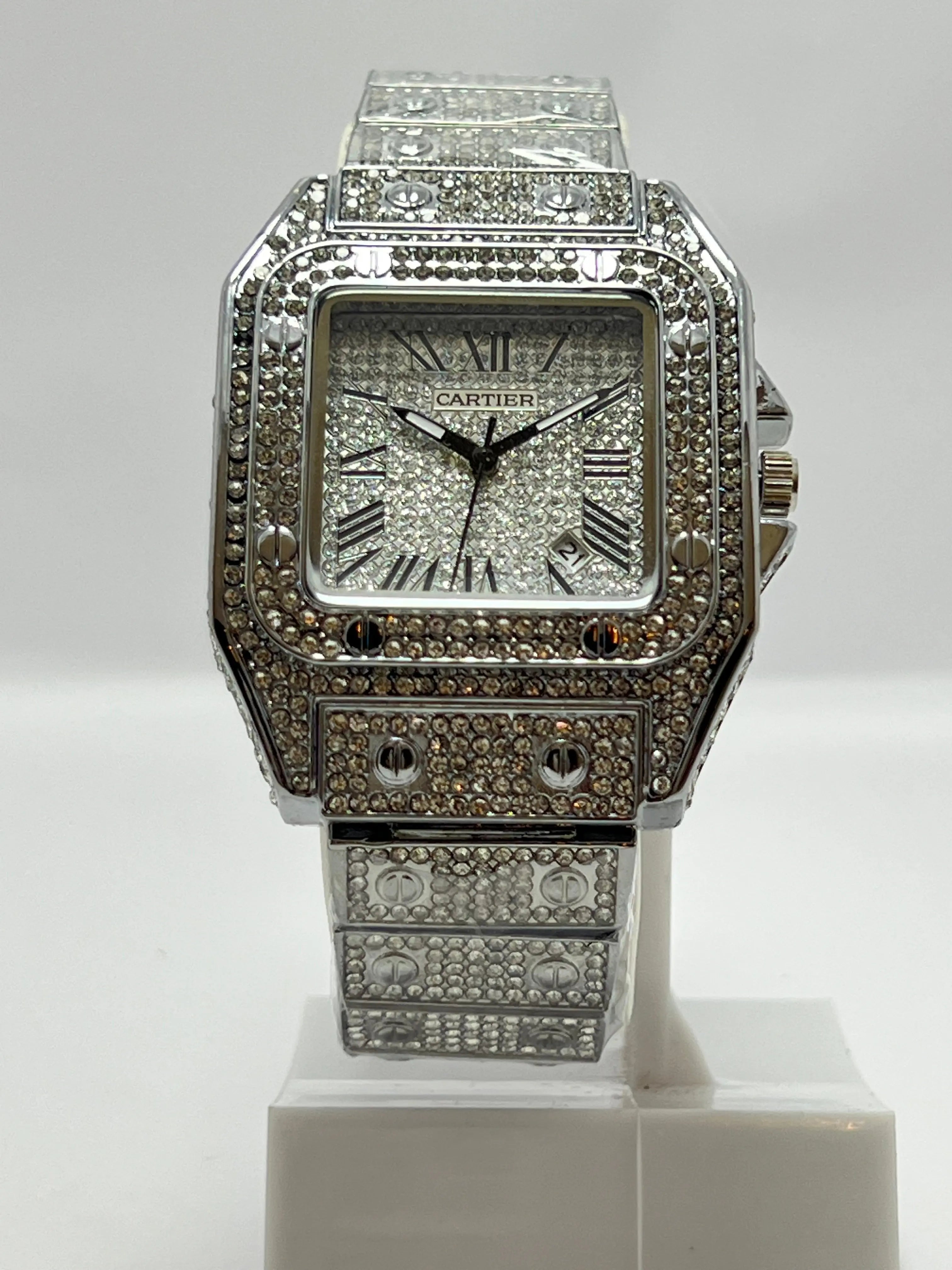 Luxury Cartier-Inspired Diamond Watch – Gold & Silver Editions Free Shipping All Over Pakistan 🇵🇰 Kstylez