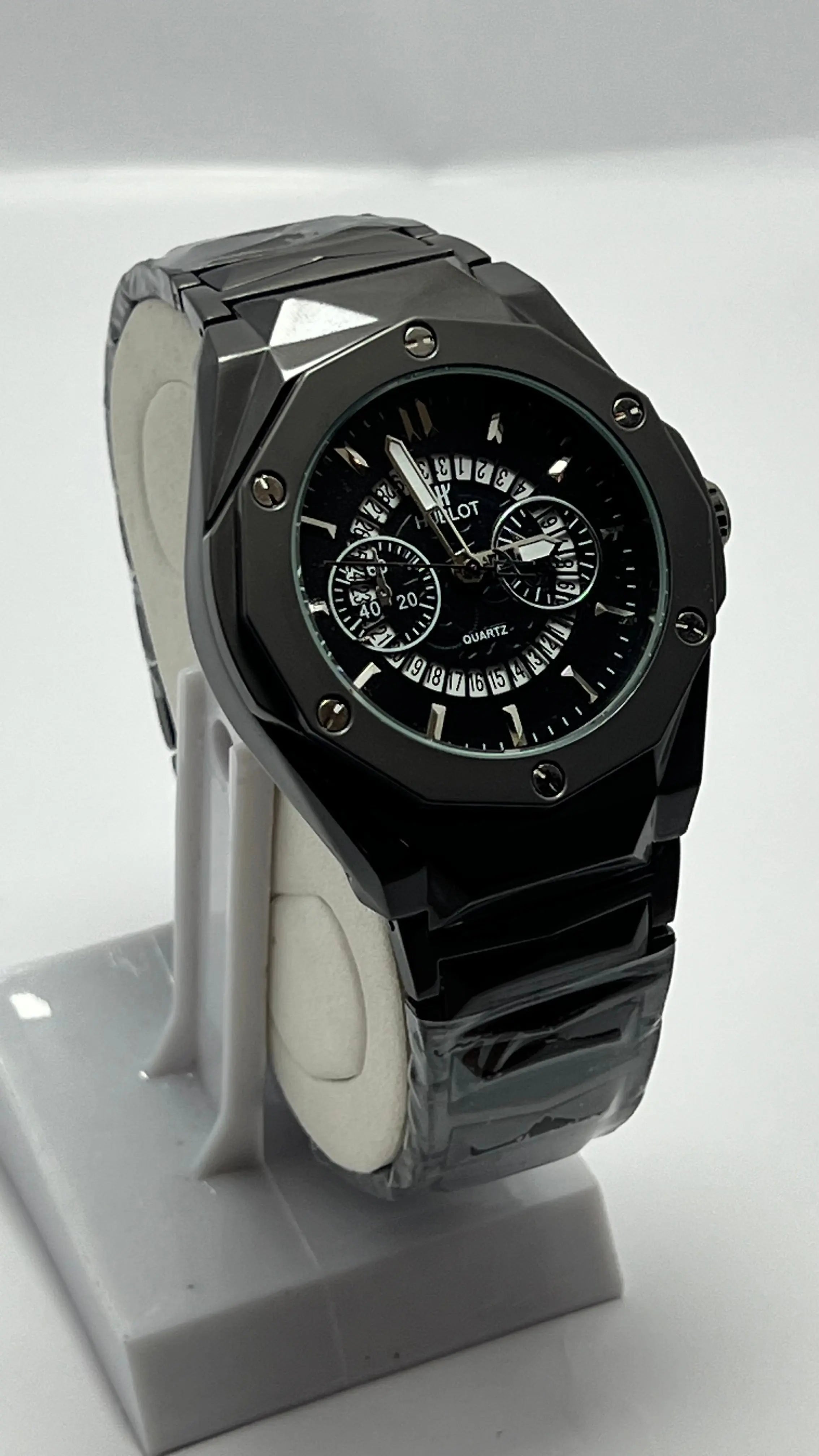 ⌚ Premium Hublot-Inspired Chronograph Watch – Silver & Black Edition Kstylez